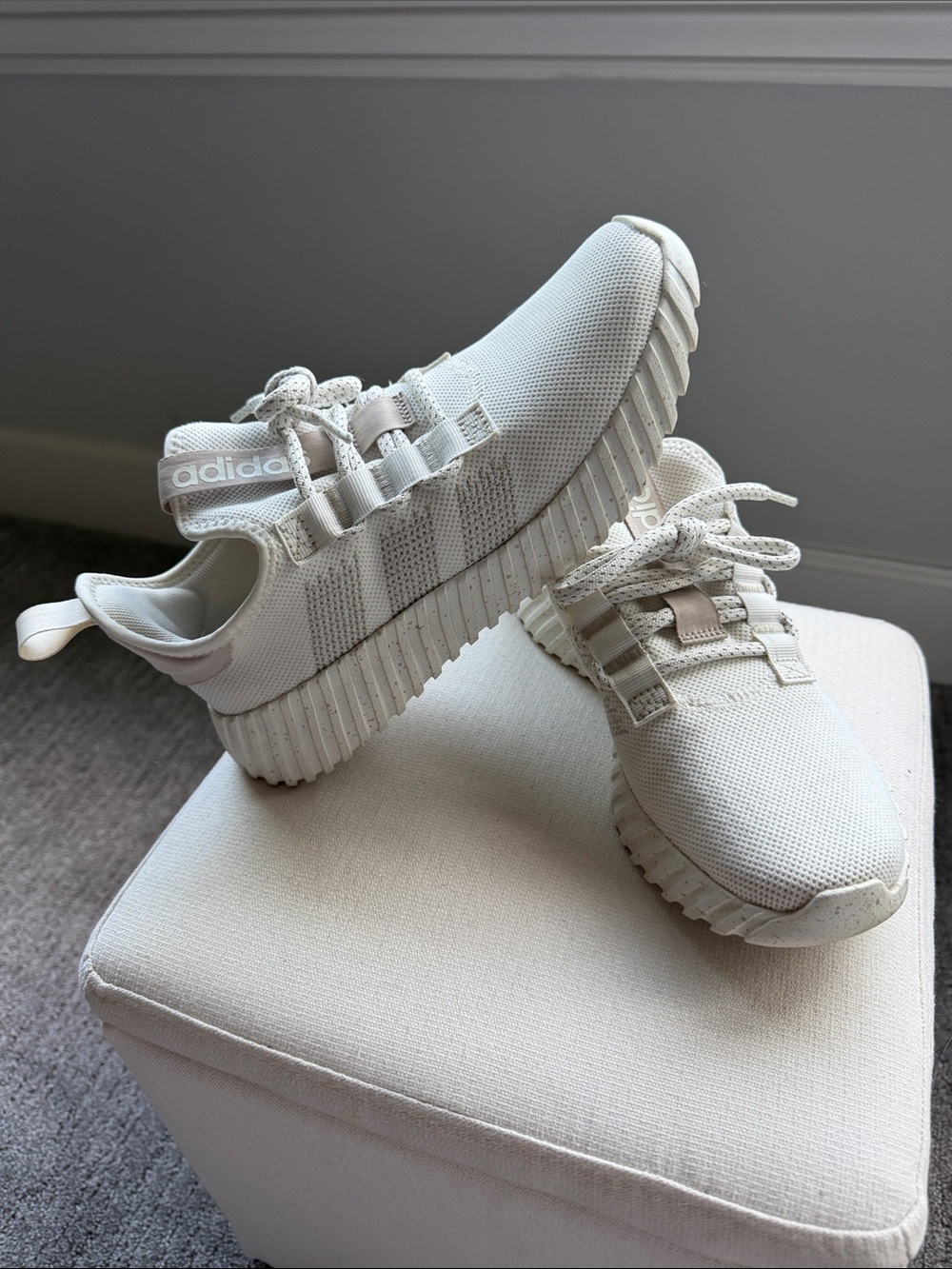 adidas Neutral White/Taupe Mesh Trainers